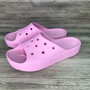 Crocs Platform Slide Open Toe Womens Size 11 Sandals Pink Flamingo